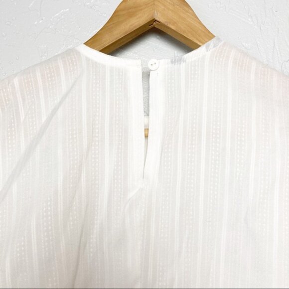 Vintage white blouse striped short sleeve - Picture 4 of 4